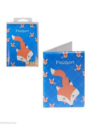 Okładka paszportowa Lisa na niebieskim tle (pudełko PCV)