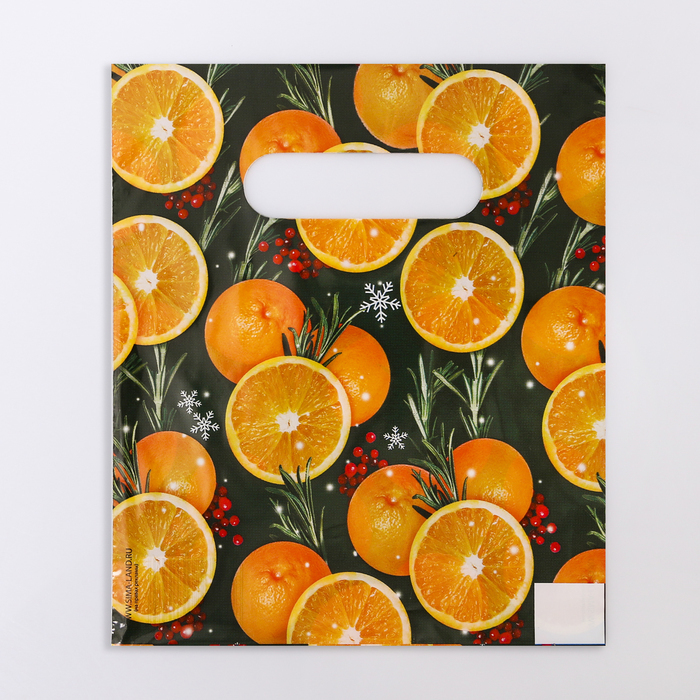 Bag " Tangerines", polyethylene with a cut handle, 17 x 20 cm, 30 microns
