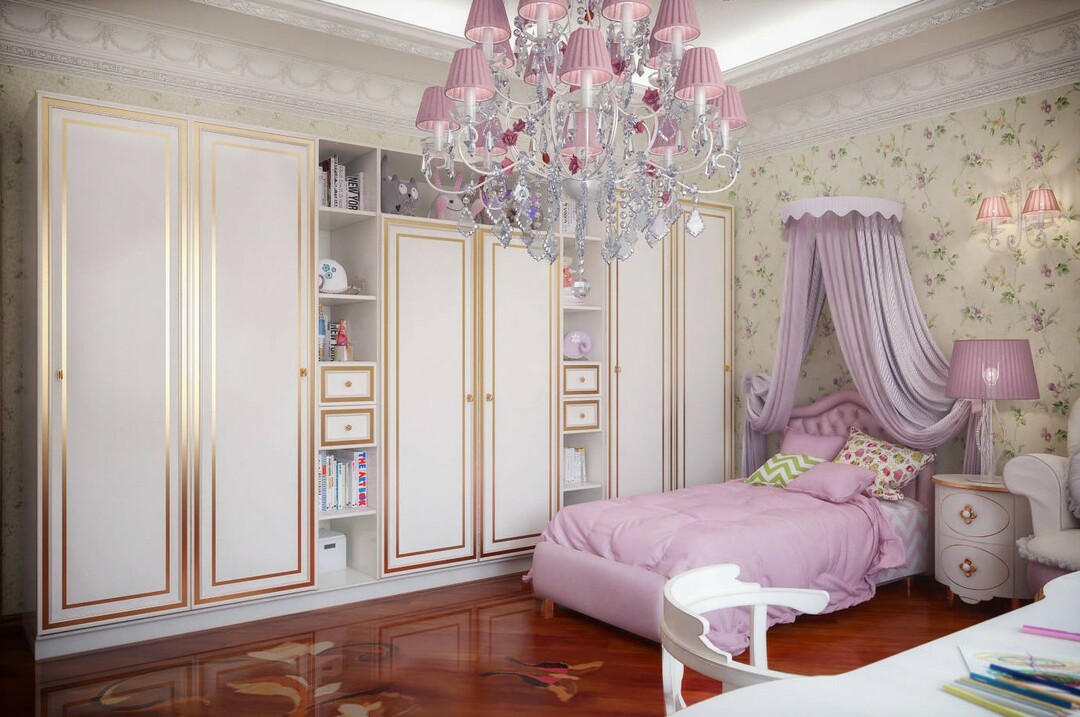 barnkammare i klassisk stil, rummets huvudfärg