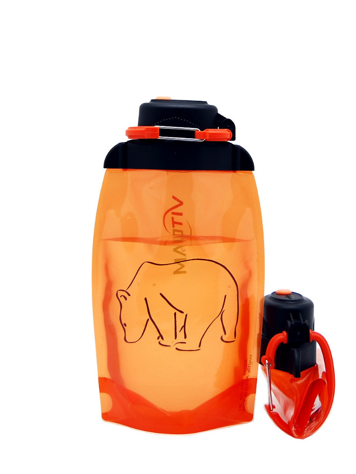 Skladacia ekologická fľaša, oranžová, objem 500 ml (článok B050ORS-1301) s obrázkom
