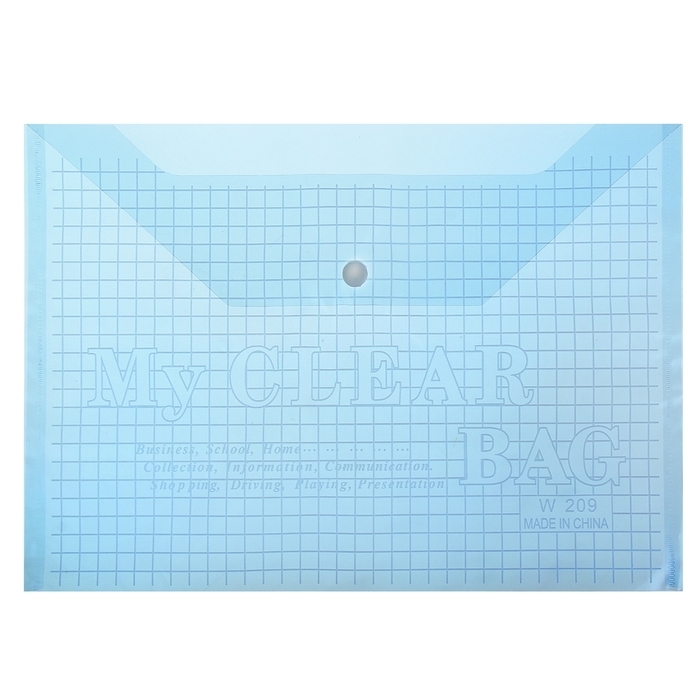 Složka-obálka na knoflík, formát A4, 120 mcr, modře tónovaná klec