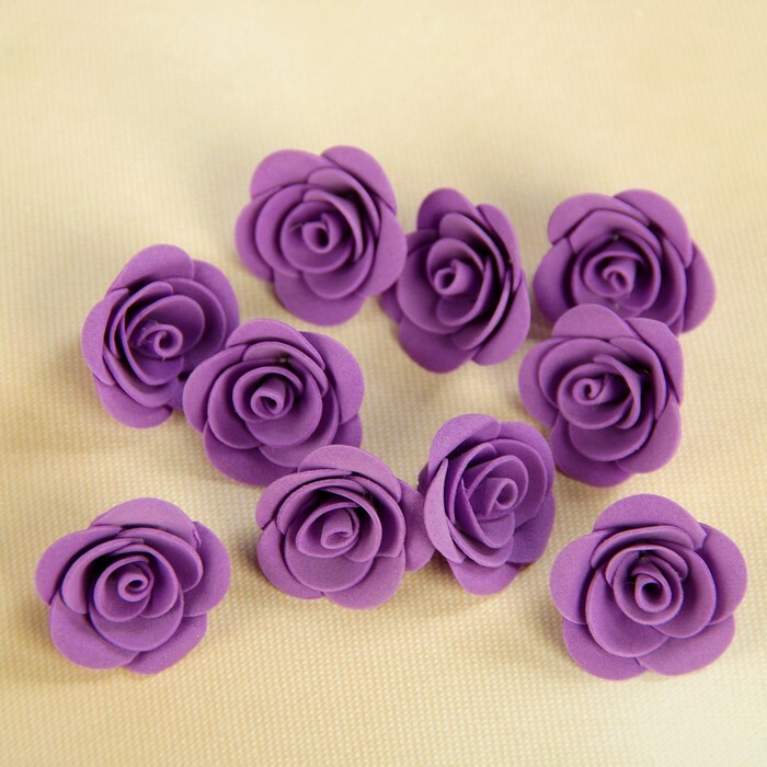 Bow-flower wedding for decor from foamiran handmade diameter 3 cm (10 pcs) purple