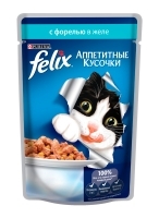 " Pezzi stuzzicanti" di cibo in scatola per gatti (con trota in gelatina) 85 gr. arte. 24.8981