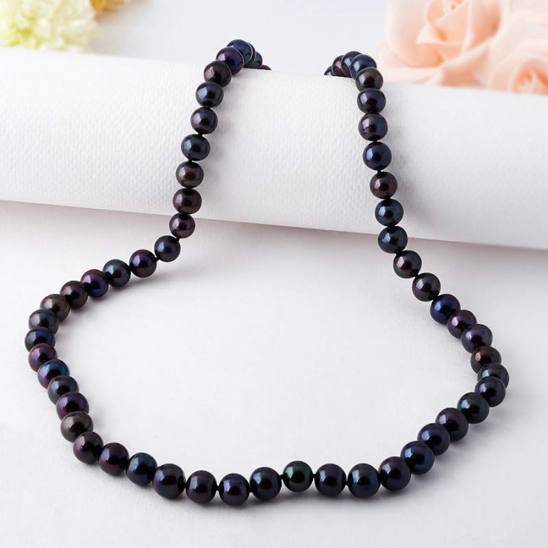 Perles perle noir 8 mm 50 cm