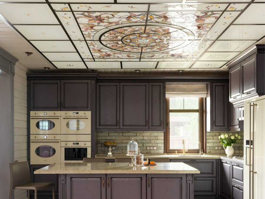 Kitchen interior with cassette ceiling