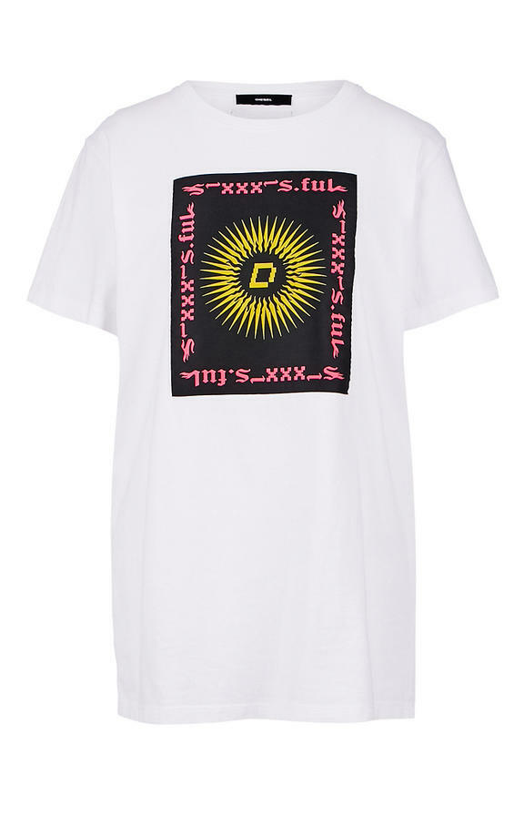 T-Shirt für Damen DIESEL 00SSKB 0DAUZ 100 weiß / schwarz / pink / gelb M