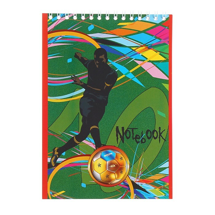 Notepad A5, 32 sheets, cage on the ridge " Football 4", coated cardboard cover, VD-varnish, 60 g / m²