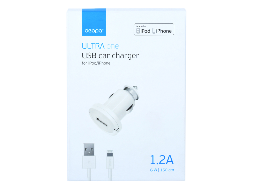 Car charger Deppa 11250 white USB, 1 А