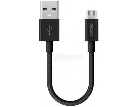 Deppa 72259 -kabel, USB till mikro -USB, aluminium / nylon, 0,15 m, svart