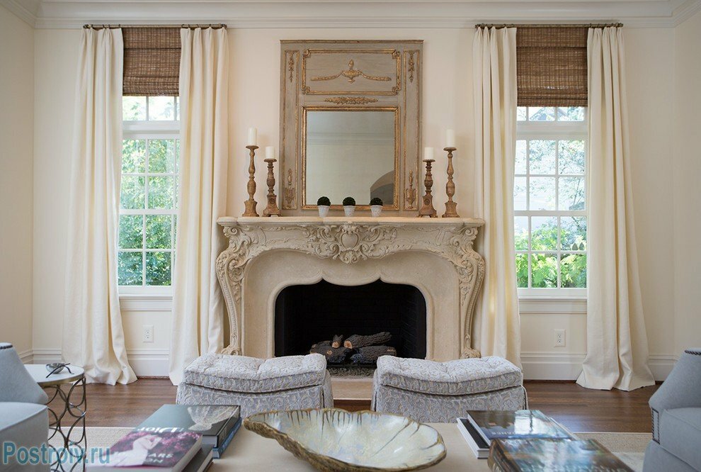 Decorative fireplace in classic style
