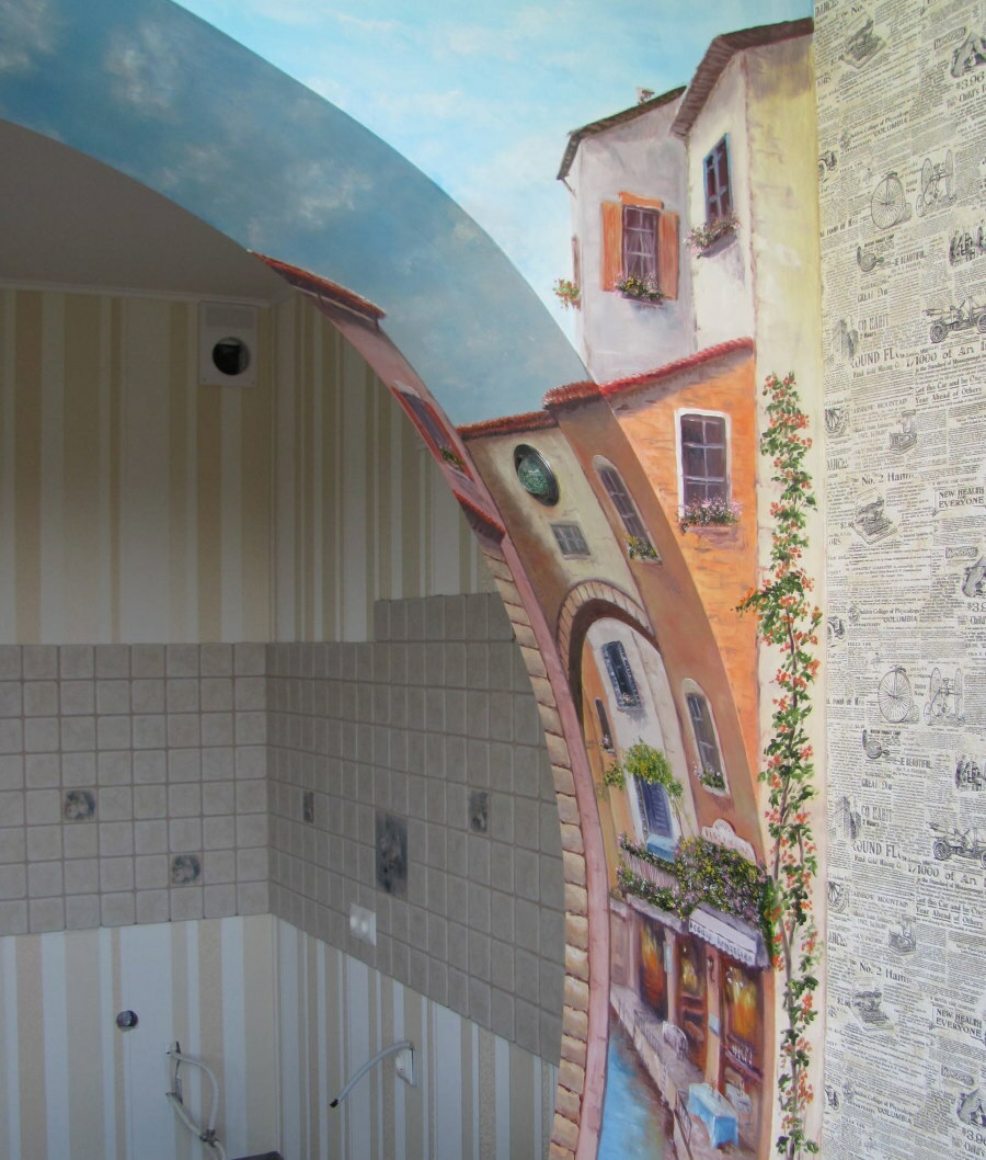 Peindre Venise sur la porte voûtée du hall