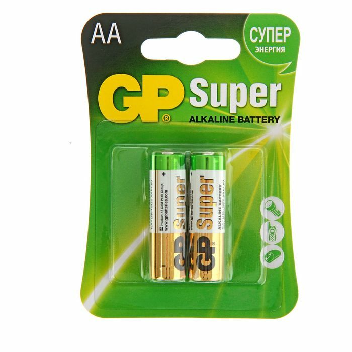 Batteri Alkaline GP Super, AA, LR6-2BL, blister, 2 stk.