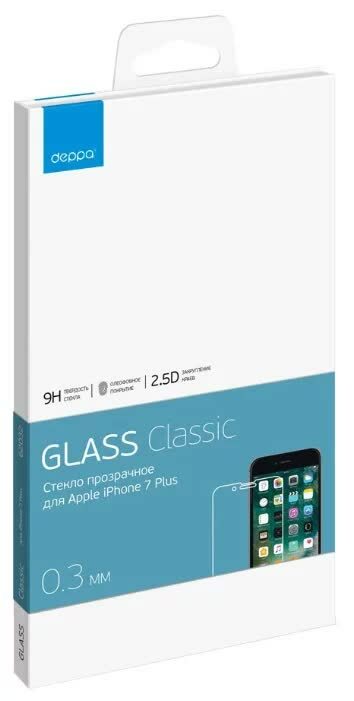 Deppa iPhone 7+ 0,3 mm klares gehärtetes Glas