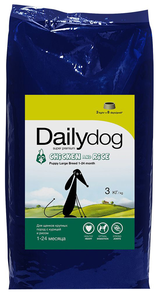 Tørrfôr for hunder Dailydog Adult Medium Breed, for mellomstore raser, kylling og ris, 3kg