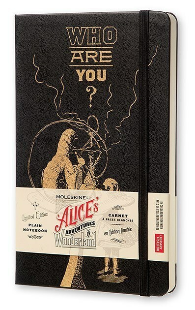 Moleskine Alice In Wonderland Large Limited Edition -muistikirja, musta, vuoriton 400940 (LEAL01QP062)