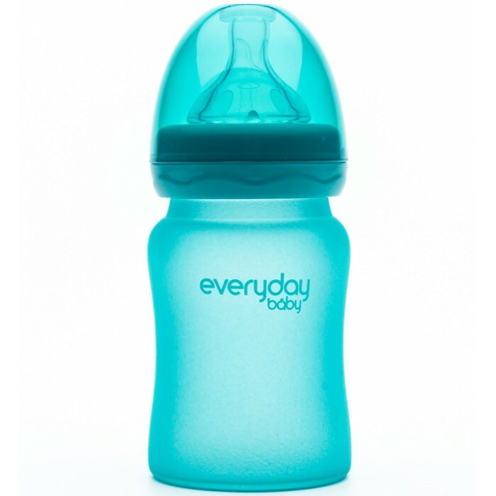 Steklo za vsakodnevno stekleničko za dojenčke z indikatorjem temperature in zaščitno silikonsko prevleko 150 ml