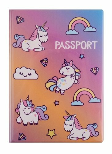 Custodia per passaporto Unicorni e nuvole (scatola in PVC) (OP2019-219)