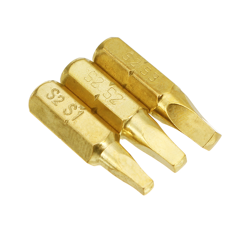  3 pezzi 25mm S1-S3 punte per cacciavite a forma quadrata 1/4 di pollice dado esagonale bronzo elettrolitico