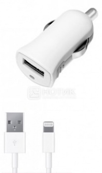 Car charger Deppa 11250, MFI for Apple with Lightning connector (8-pin), White