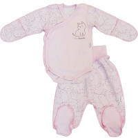 Papitto set Loyal friends. Kitten (bodysuit with wrap and romper), color: pink, size 16, height 46 cm