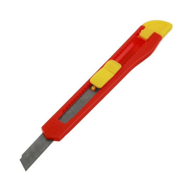 סכין אוניברסלי הובי, גוף פלסטיק, מנעול מרובע, נעילה עצמית, 9 מ" מ