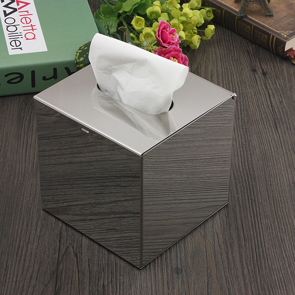 Stainless Steel Cube Toilet Paper Holder Boxes Tissue Container Case Paper