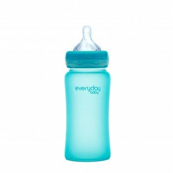 Mamadeira de vidro para bebês com indicador de temperatura, 240 ml