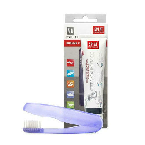 Travel kit: Toothpaste Whitening plus 40 ml + Foldable brush (Splat, Travel)