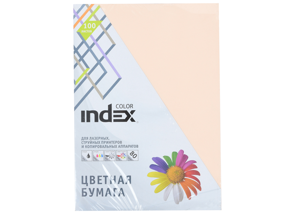 Gekleurd papier Index Color, 80gr, A4, perzik (31), 100l