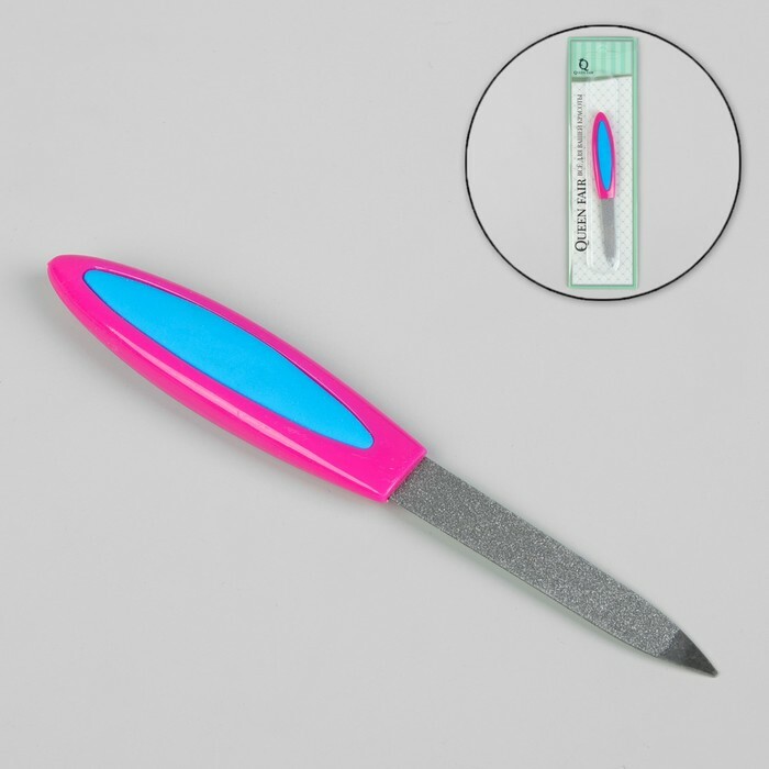 Metal nail file, rubberized handle, 12cm, MIX color
