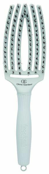„OLIVIA Garden Finger Brush Combo“ terpė plaukams + natūralūs šereliai Pastelinė žalia
