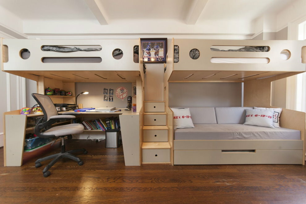 Loft bed in a modern style room