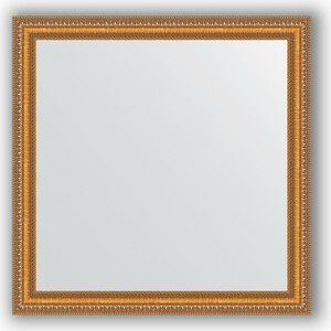 Mirror in a baguette frame Evoform Definite 75x75 cm, gold beads on bronze 60 mm (BY 3234)