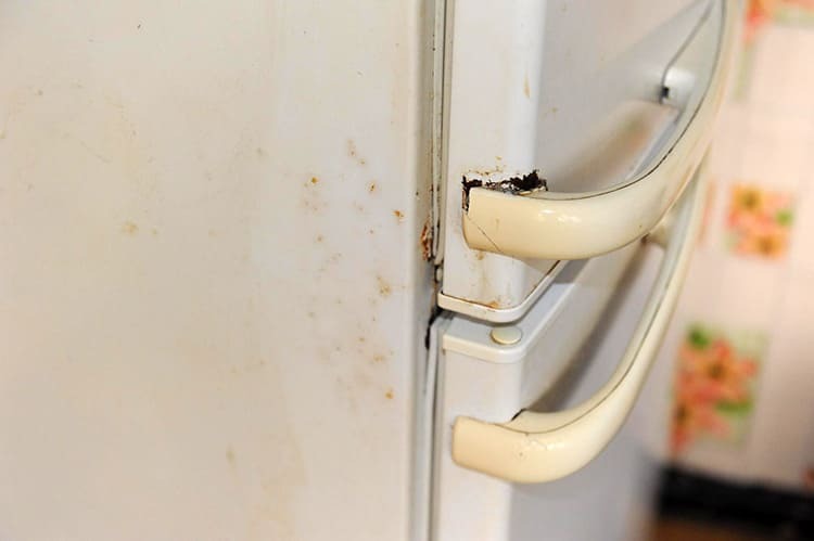 Uszkodzenie metalu na drzwiach może w przyszłości wpłynąć na działanie i chłodzenie komór wewnętrznych