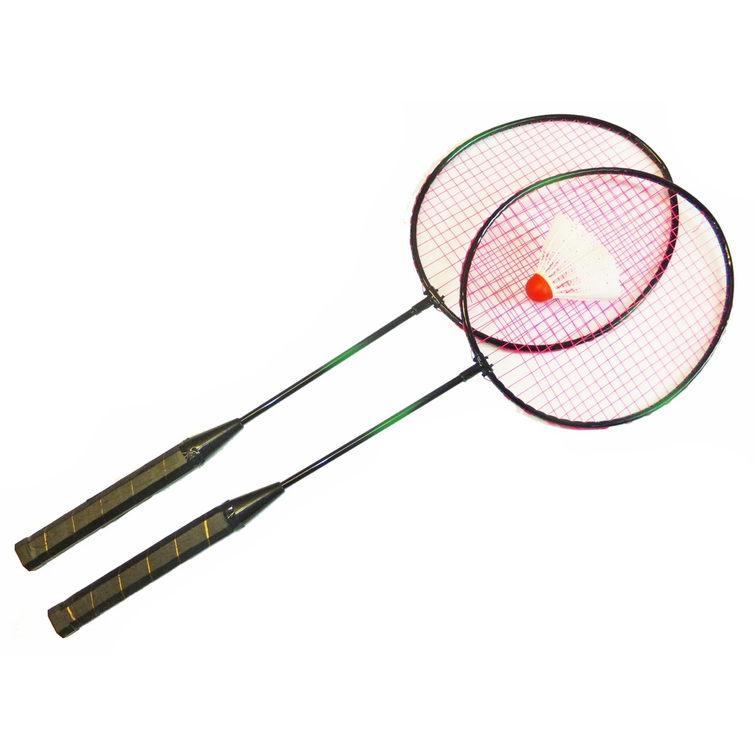 Badmintona komplekts HS-001 2 raketes, atspole, tīkla futrālis