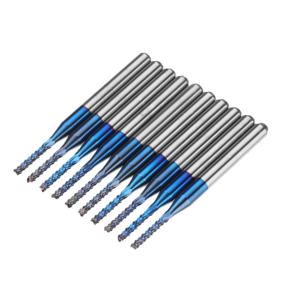  10 pieces. 1.1-1.5mm Blue KNOX Coated PCB Bits Carbide Engraving CNC Router Tool Rotary Burrs
