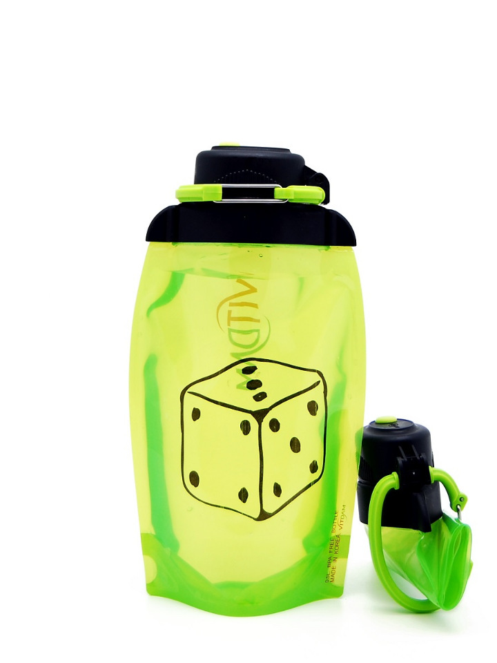 Botella ecológica plegable, amarillo-verde, volumen 500 ml (artículo B050YGS-602) con imagen