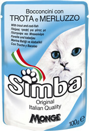Krmivo pre mačky Simba pre mačky (pstruh s treskou, pavúk, 100 g)