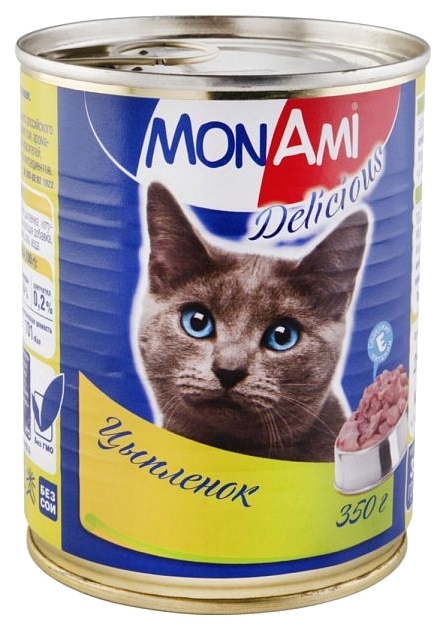 Hermetikk til katter MonAmi Delicious, kylling, 350g