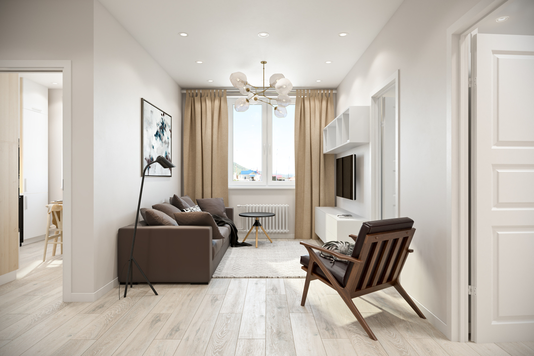 apartamento de un dormitorio estilo escandinavo