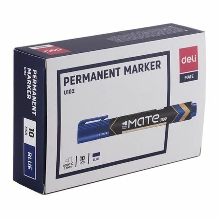 Marcador permanente Deli EU10230 Mate round pis. punta 1,5 mm azul 12 uds / caja