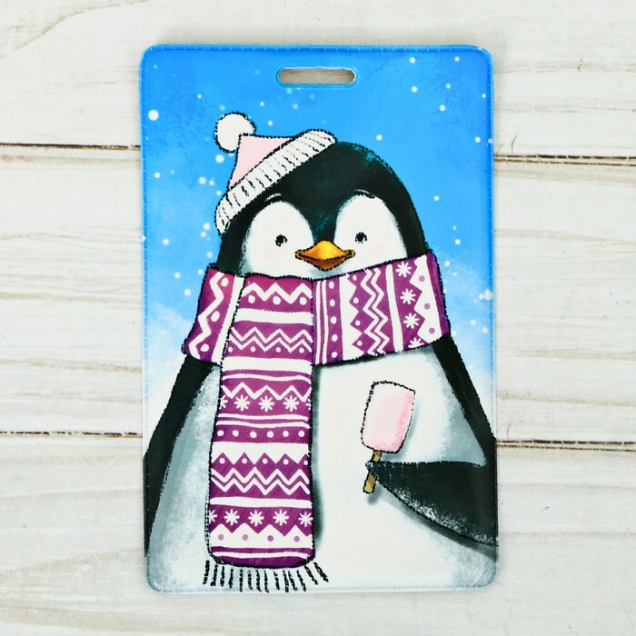 Korttikotelo ja merkit " Penguin", 6,8 x 10,5 cm