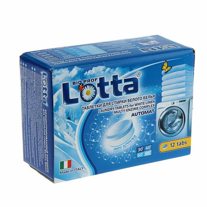 Lotta -tabletit valkoisten liinavaatteiden pesuun, 12 kpl