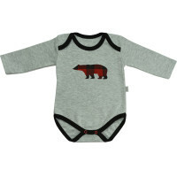 Body-drop with long sleeves Bear (color: gray, red cage), size 22, height 74 cm