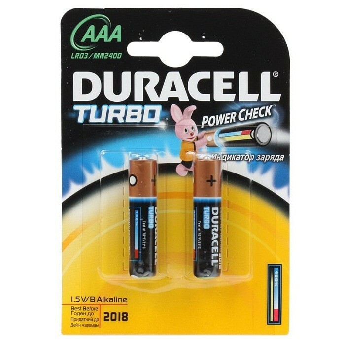 Alkalisk batteri Duracell Turbo AAA LR03 Bl-2, 2 stk