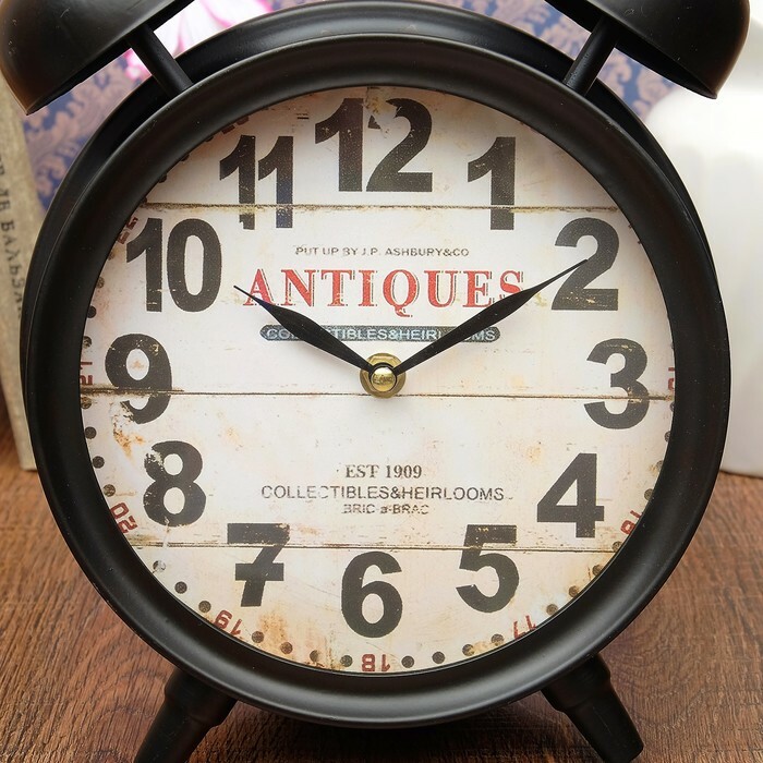 Table clock Loft, in the form of an Alarm clock black d = 21, 9.5 * 22.5 * 33 cm