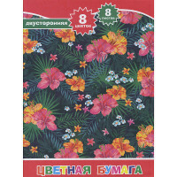 Set aus farbigem doppelseitigem Papier Blumen, A4, 8 Blatt, 8 Farben