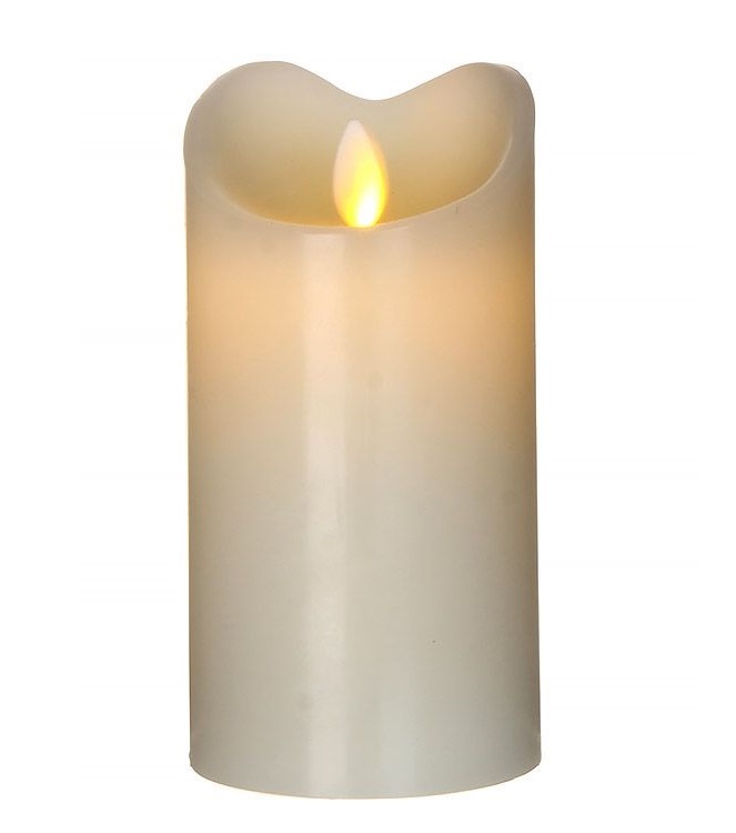 Bougie de cire LED avec flamme vive, 15 * 8 cm, beige, pile 372974