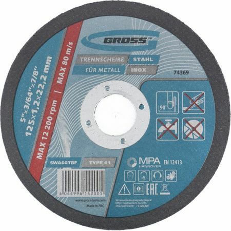 Metal için kesme diski GROSS 125 х 1,2 х 22,2 mm 74369