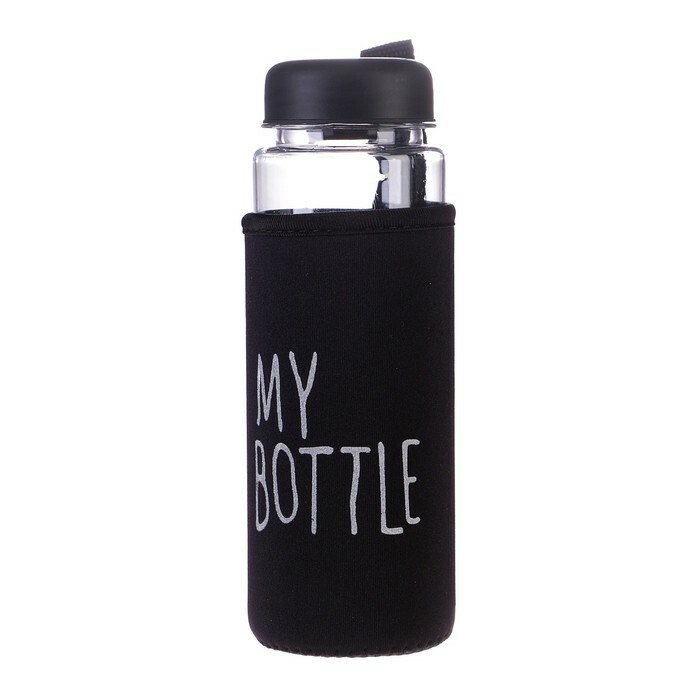 Su şişesi 500 ml Şişem, bir kutuda, vidalı kapaklı, siyah, 6.5x6.5x19 cm